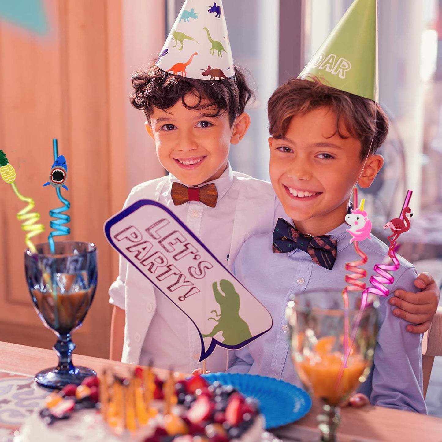 Childrens Plastic Straws Reusable Plastic Straws (12 Pcs Set Mix Design)