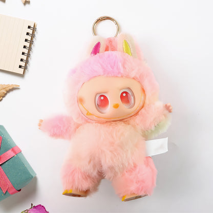 Pink Plush Toy Cartoon Keychain With Hook Colorful Animal Pink (1 Pc)