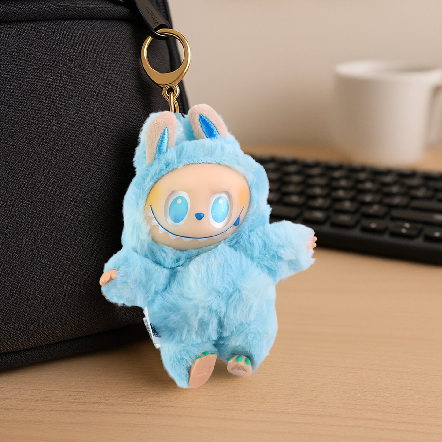 Sky Blue Plush Toy Cartoon Keychain With Hook Colorful Animal Sky Blue (1 Pc)