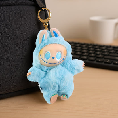 Sky Blue Plush Toy Cartoon Keychain With Hook Colorful Animal Sky Blue (1 Pc)