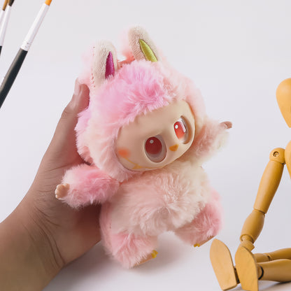 Pink Plush Toy Cartoon Keychain With Hook Colorful Animal Pink (1 Pc)