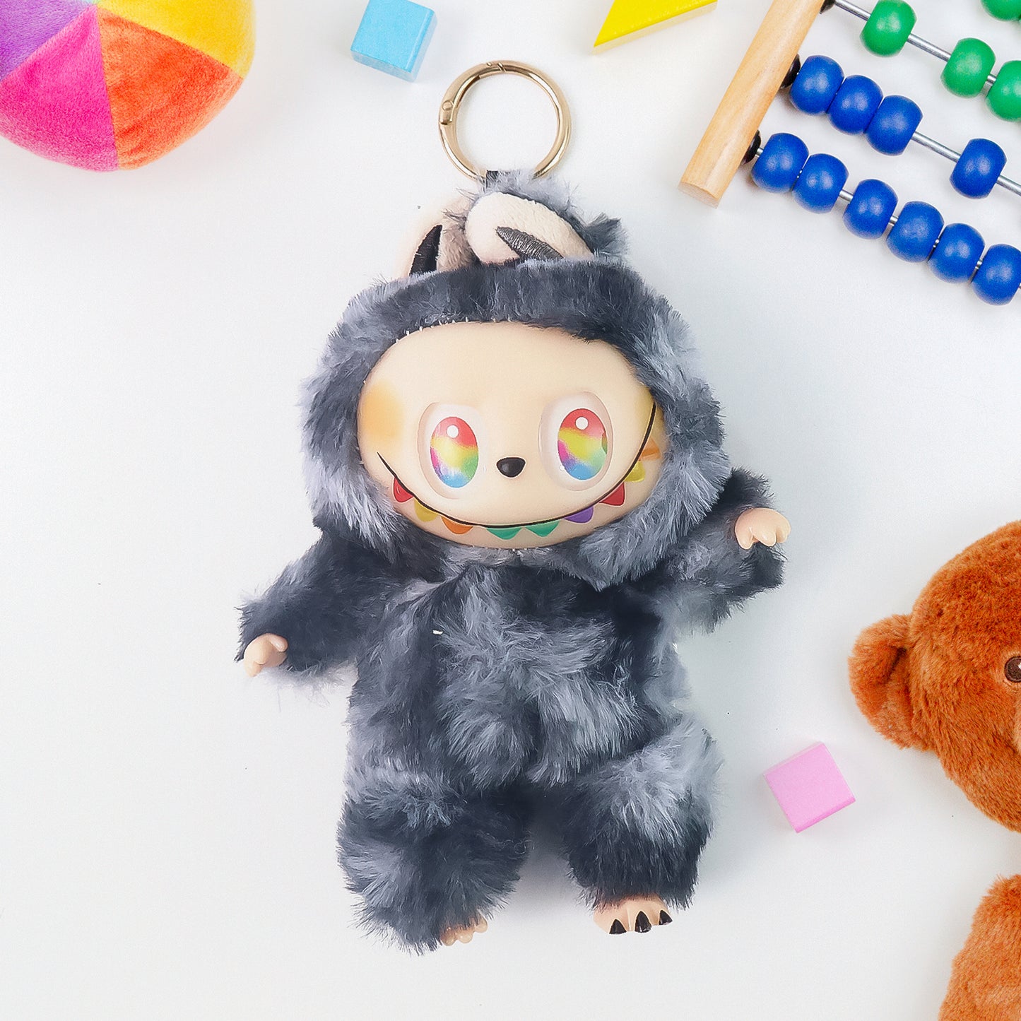 Black Plush Toy Cartoon Keychain With Hook Colorful Animal Black (1 Pc)