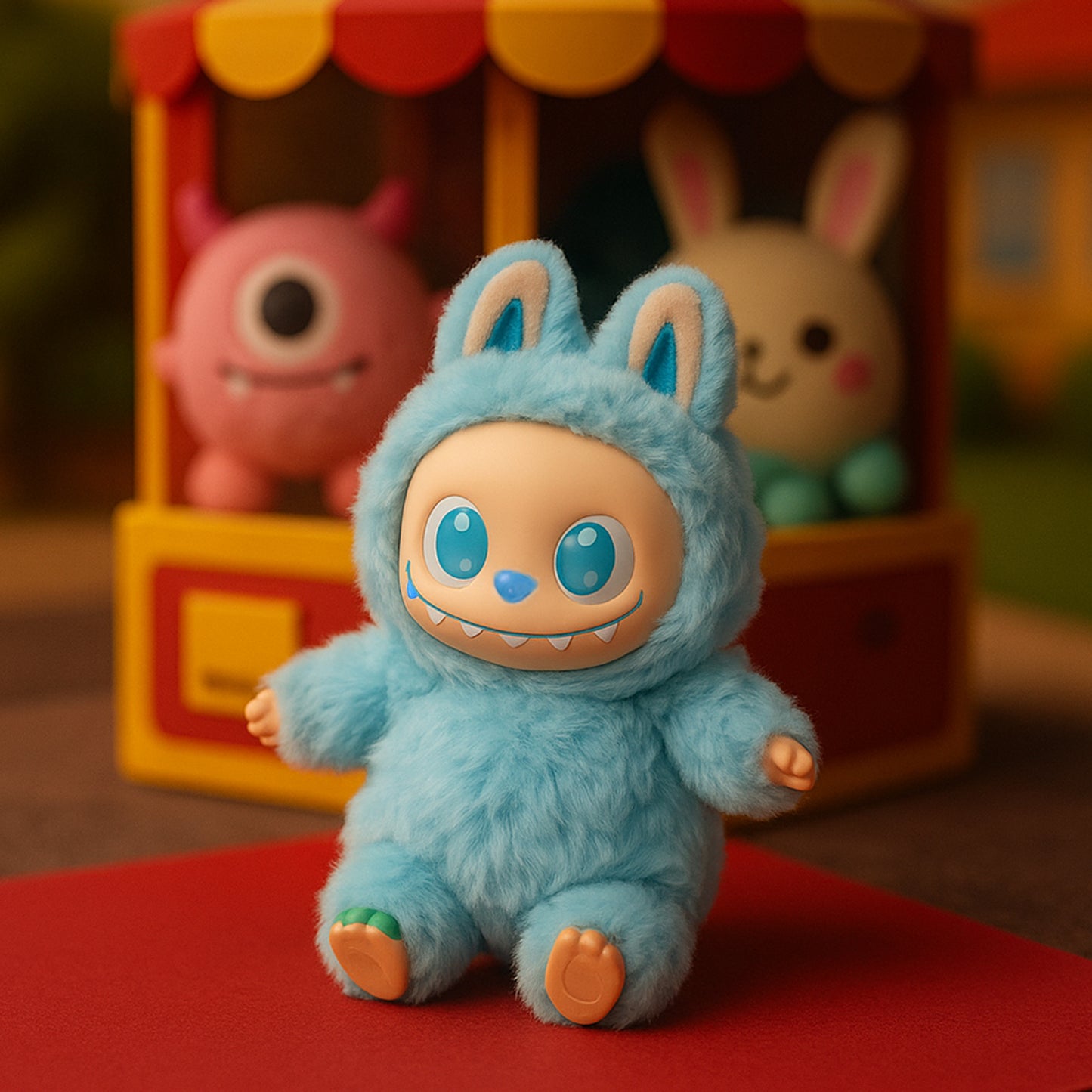 Sky Blue Plush Toy Cartoon Keychain With Hook Colorful Animal Sky Blue (1 Pc)
